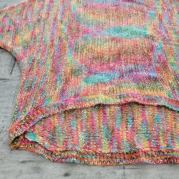 Miss Sasa Rainbow Sequin and Yarn Sweater with Cinched Sleeves - Picture 9 of 16